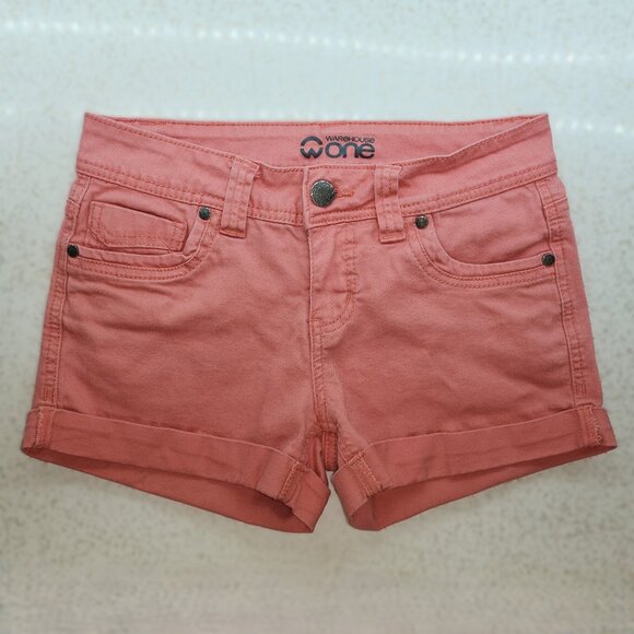 Salmon Coloured Denim Shorts for Ladies - Picture 1 of 6